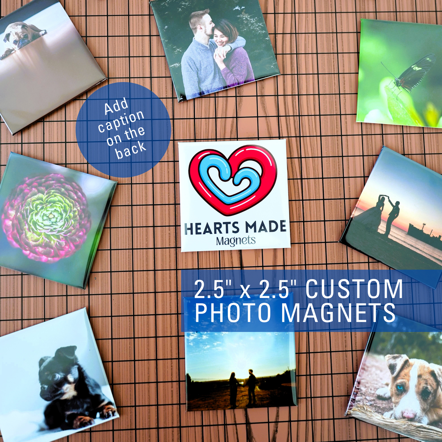 6 Custom Square Photo Magnets 2.5" x 2.5"